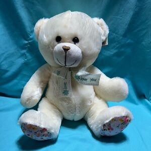 Cream Teddy Bear with Floral Accents